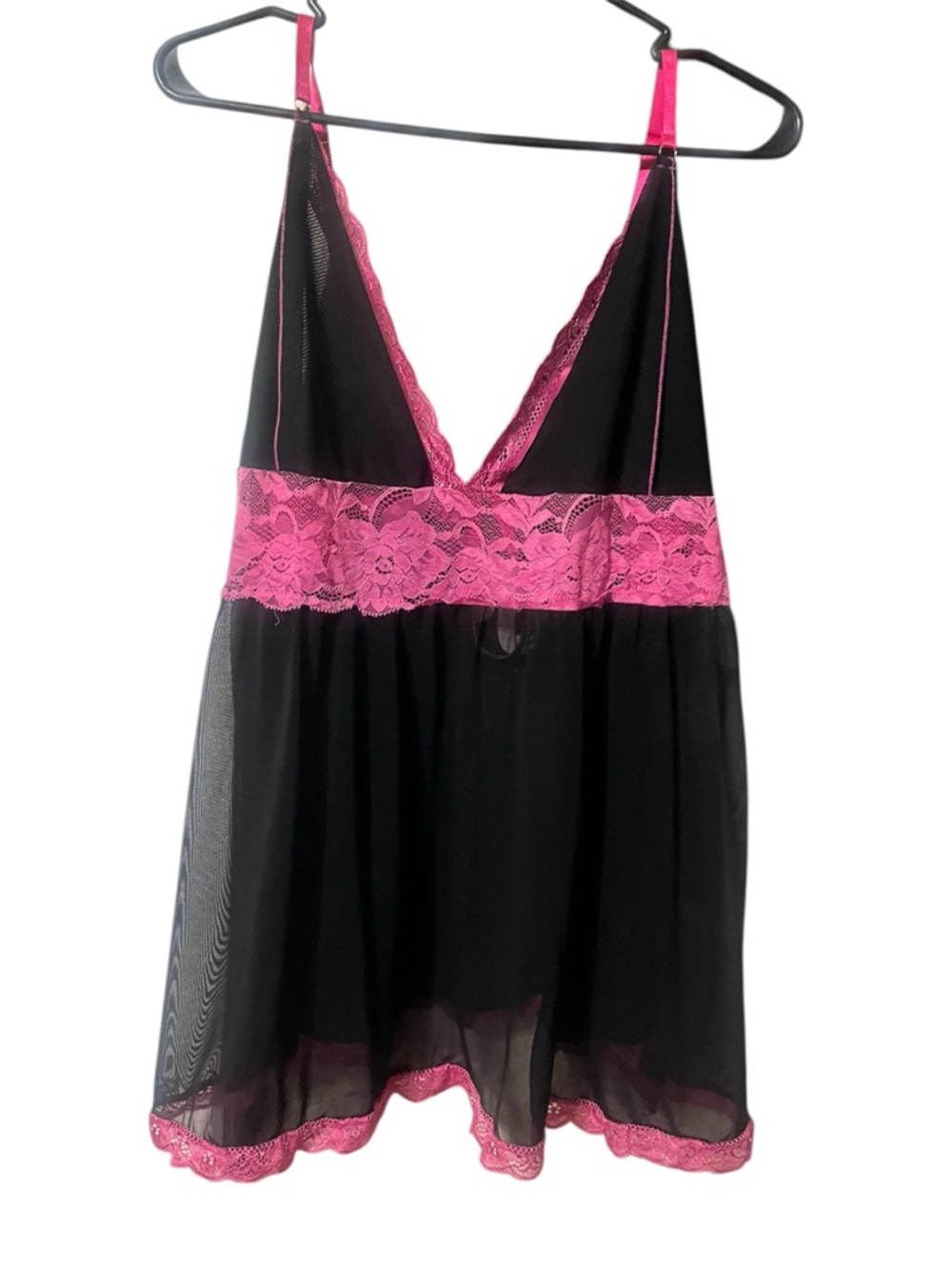 Sexy Black with Pink Lace Nighty - Picture 2 of 5